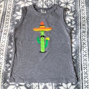Gray Tank Top with Smiling Cactus Graphic